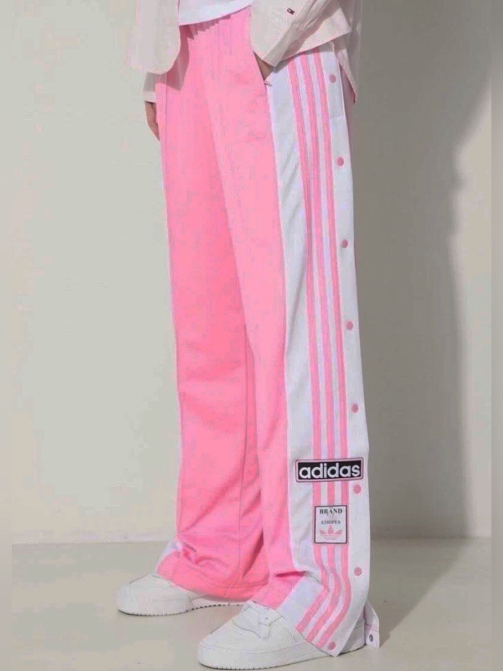 Adidas Originals Adibreak Track Pants Side Snap Stripes Pink